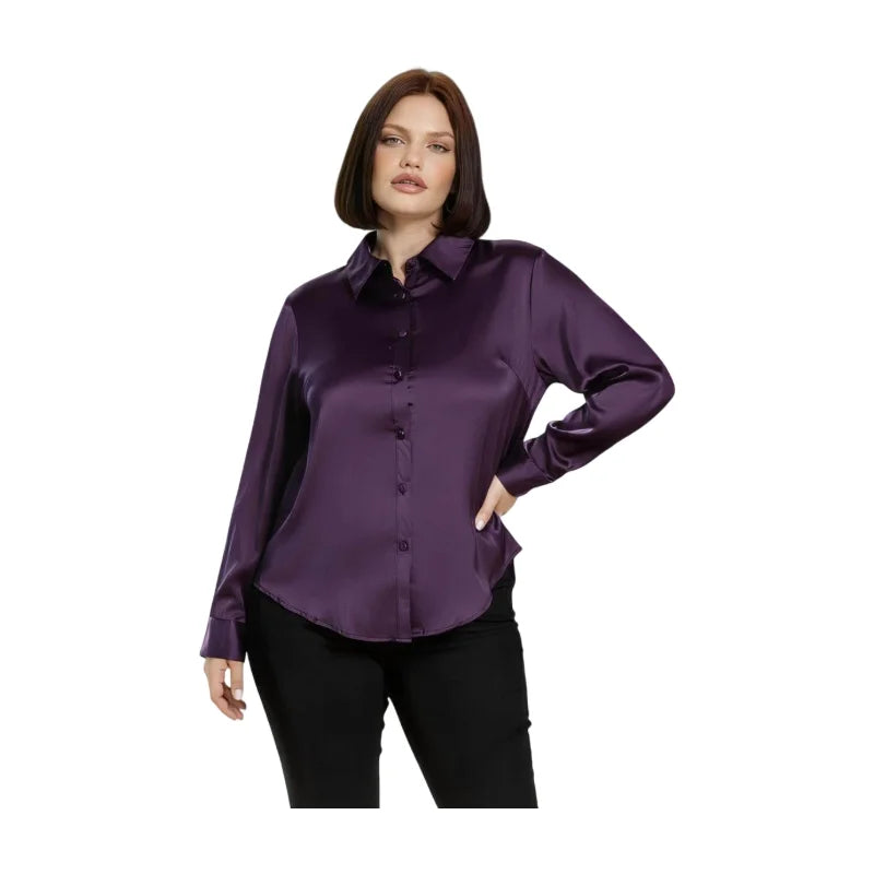 Women's Plus Size Lapel Long Sleeve Button Down Casual Shirt For Office Daily Weekend Urban Fashion Occasions