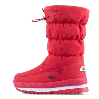 Platform Snow Boots Female Plus Size 42 White Women Boots Winter Shoes Warm Plush Mid-calf Boots Waterproof Rubber Non-slip