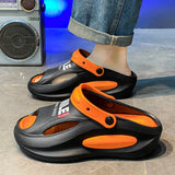Mens Sandals Summer 2025 New Sports Wearable Durable Beach Clog Shoes Breathable Slip-On Casual Footwear Synthetic Leather
