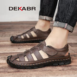 DEKABR Casual Shoes Men Sandals Real Leather Outdoor Mens Summer Sandals Fashion Comfortable Soft Sandals Plus Size 38-48