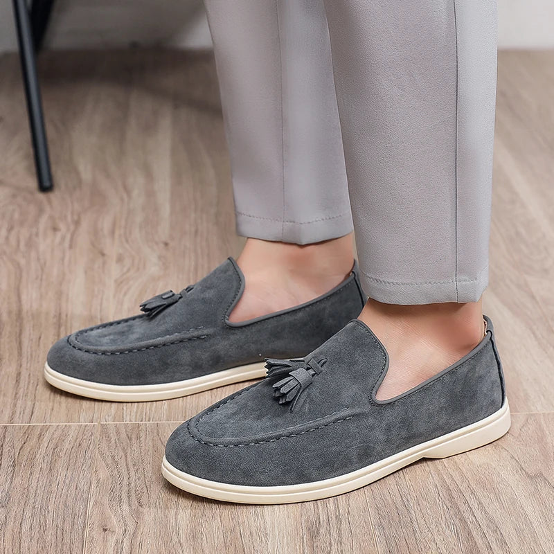 Fashion Men's Casual Shoes Suede Leather Men Classic British Style Tassels Loafers Moccasins Mens Outdoor Driving Flats