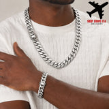 20mm Silver Miami Cuban Link Chain Necklace for Men, Heavy Chunky Stainless Steel Curb Chain with Polished Finish, Bold Hip Hop Rapper Jewelry for Streetwear, Nightclub, Concert, Daily Outfit, Birthday, Anniversary, Father's