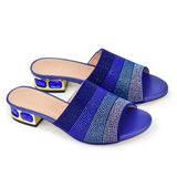 Latest Shoes Women Luxury Rhinestone Crystal Pumps 2024 New Fashion Slippers Sandals Party Low Heels Elegant Italian Women Shoes