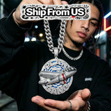 3D Hip Hop Necklace Charm Party Fine Gift Ambition Dream And Brotherhood Within Rap Lifestyle And Daily Wear Occasions Street Rap Jewelry For Men 3D Cross‑Plane Cuban Chain Accessory 18K Gold Plated Iced Out Plan Gang Penda