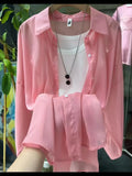 1pcs Woman Four Seasons Shirt Lady Thin Sunscreen Shirts Female Casual Long Sleeve Turn-down Collar Loose Med-Length Style Tops