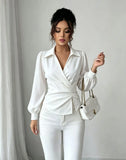 Fashion women Blouses and Shirts White Long Sleeve Blouse 2026 New Spring Autumn Basic Tops Chic Women's Shirt for Women office