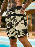 Manfinity KASUA Men's Summer Holiday Casual Camo Print Drawstring Waist Side Pocket Beach Shorts Men Camo Shorts Men Streetwear