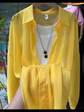 1pcs Woman Four Seasons Shirt Lady Thin Sunscreen Shirts Female Casual Long Sleeve Turn-down Collar Loose Med-Length Style Tops
