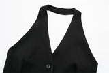 MUJER Off Shoulder Sleeveless Vest Women Black White Cropped Vest Woman Fashion Backless V Neck Short Coats Summer Waistcoat