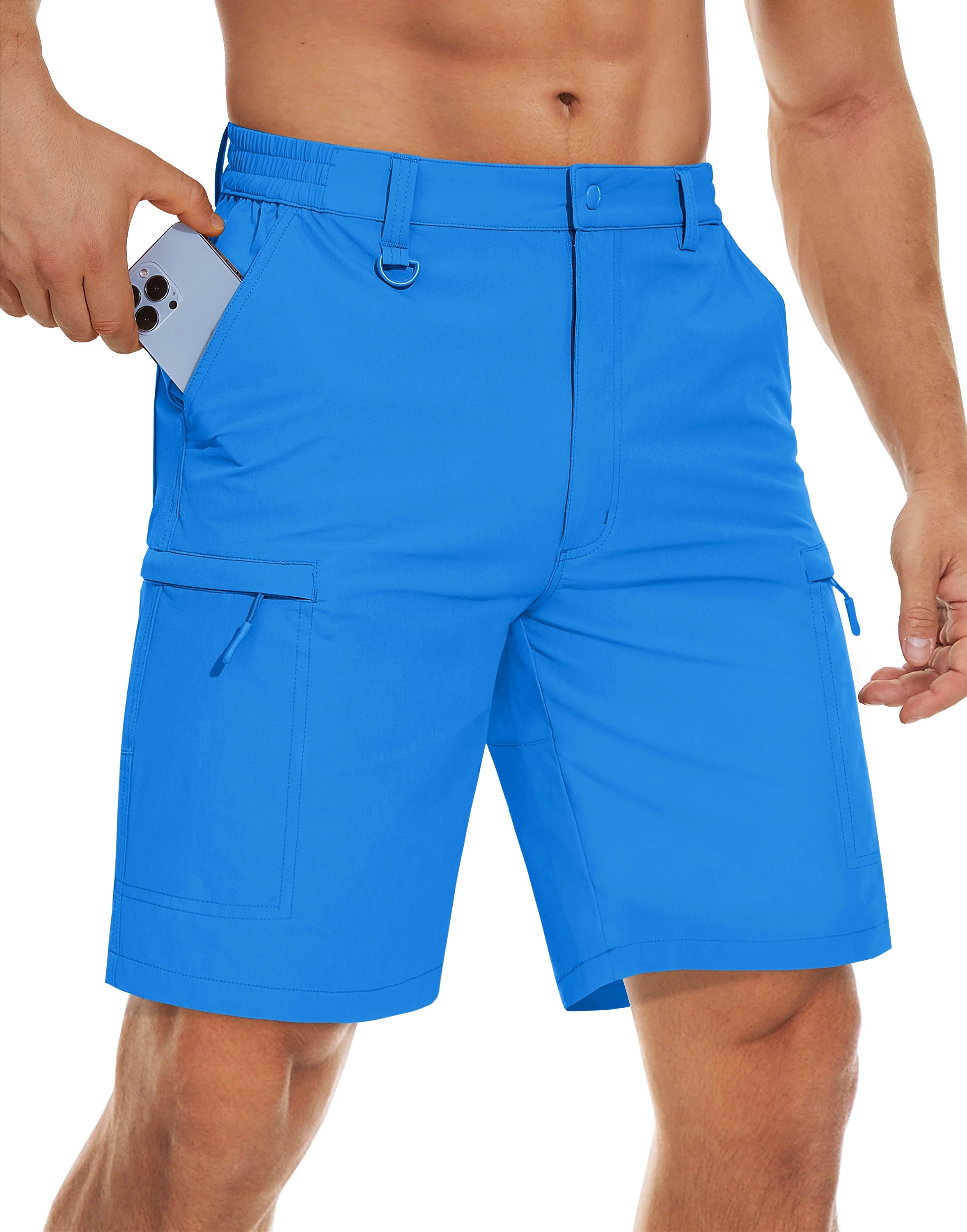 Men's Quick Dry Cargo Shorts Summer Waterproof Hiking Shorts Outdoor Multi-pockets Camping Training Work Shorts Man