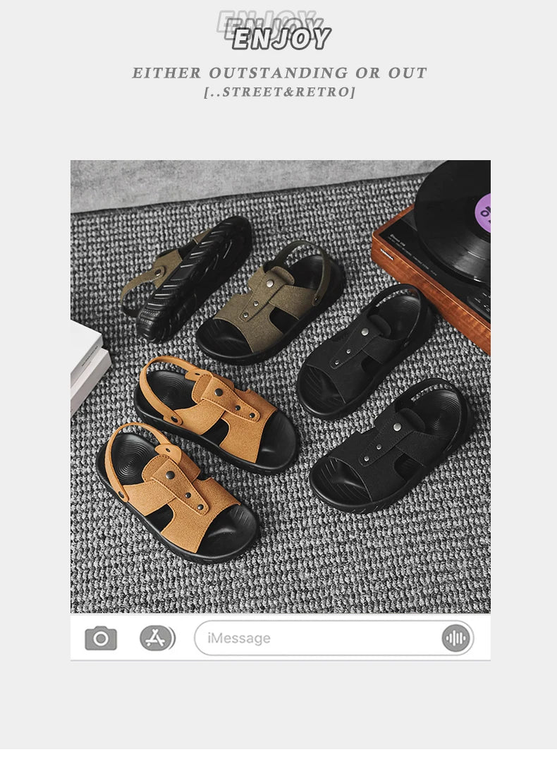 Brand Classic Mens Sandals Summer Genuine Leather Sandals Men Outdoor Casual Lightweight Sandal Fashion Men Sneakers