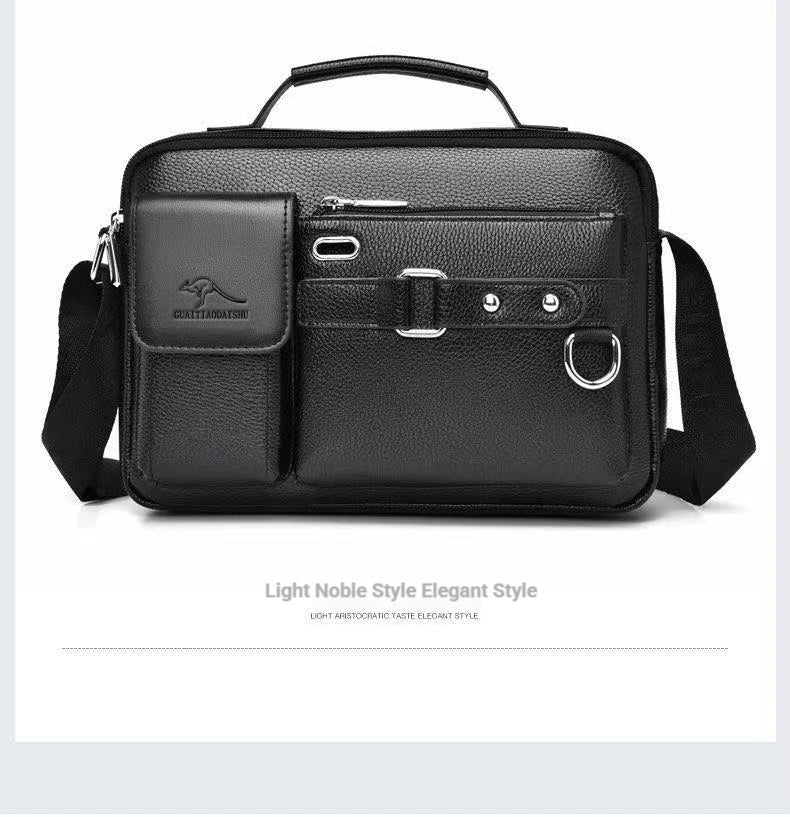 Men's Retro Messenger Bag with Waterproof Design, Large Capacity Laptop Briefcase for Office Work, Travel and School