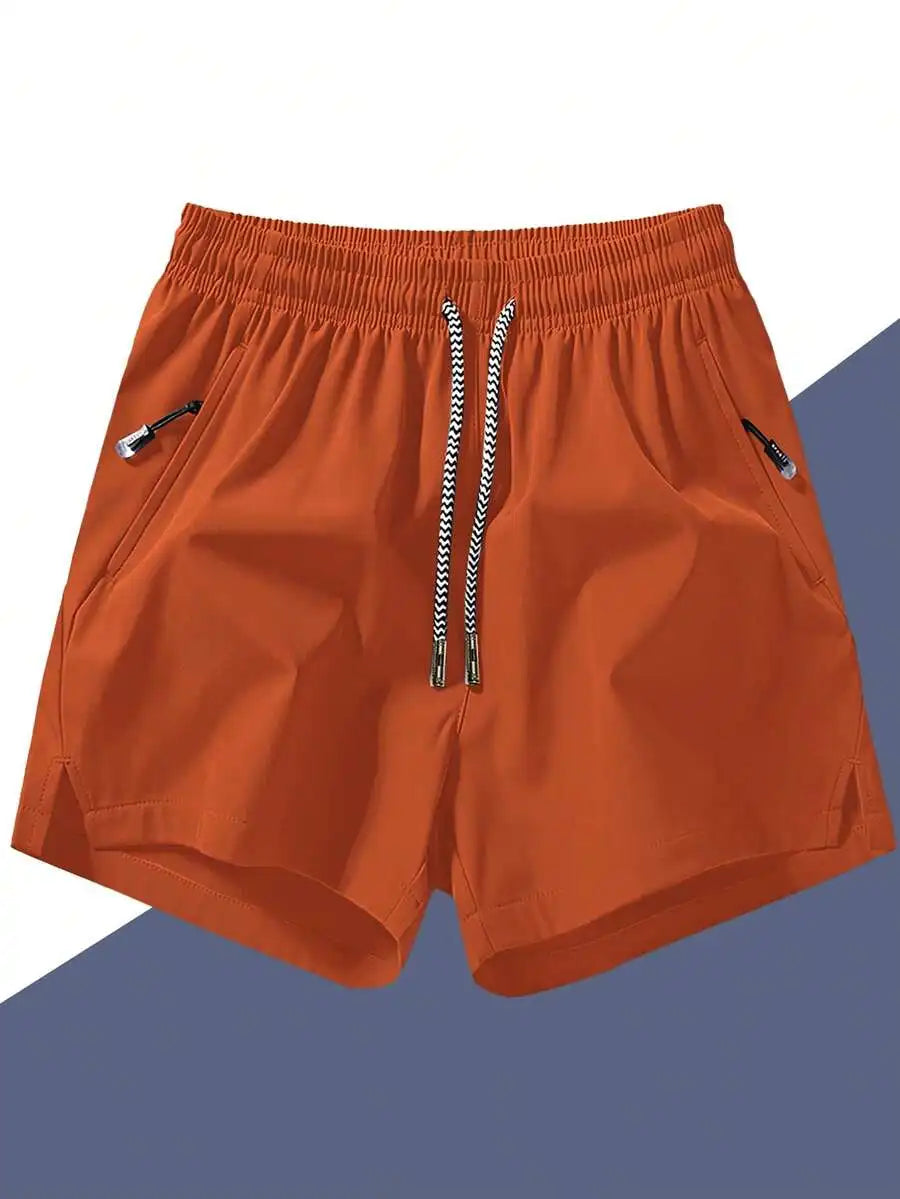 Men's Anti-Lost Drawstring Sports Shorts With Zipper Pockets