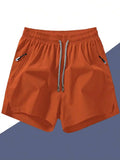 Men's Anti-Lost Drawstring Sports Shorts With Zipper Pockets