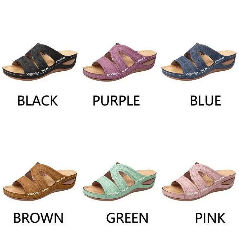 Summer 2025 women's sandals with exposed toes, retro anti slip leather casual women's fashionable versatile sandals