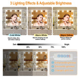 Teousev 7 Drawers Vanity Dressing Table with 10 Dimmable LED Lights, Large HD Mirror Modern Makeup Desk with Ample Storage