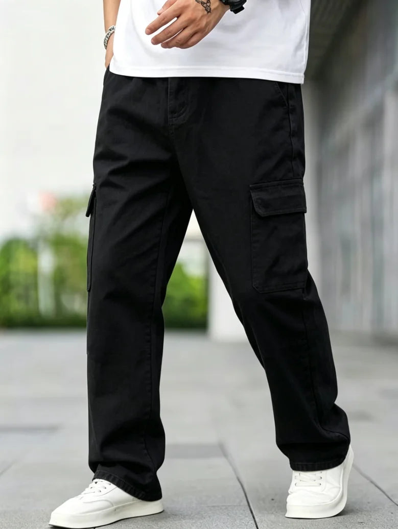 Men's Cargo Jeans: Durable Fabric Resists Wear, Multi-Pockets for Essentials. Perfect for Work, Outdoor Trips, or Casual Days—Comfort Meets Utility!