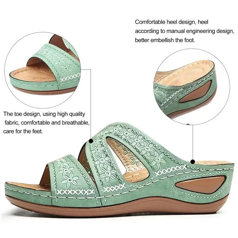 Summer 2025 women's sandals with exposed toes, retro anti slip leather casual women's fashionable versatile sandals