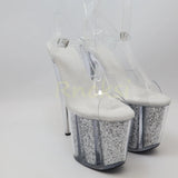Rncksi 2025 Fashion Sexy Pole dancing Summer 20cm PVC Women Sandals Thin High Heels Sandals Slip-On Size 35-42