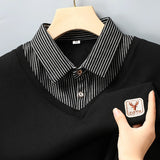 Mens Polo Sweater Shirt Collar Knit Pullover Autumn Winter Fleece T-shirt Casual Sweaters Navy Blue Khaki Korean Clothing