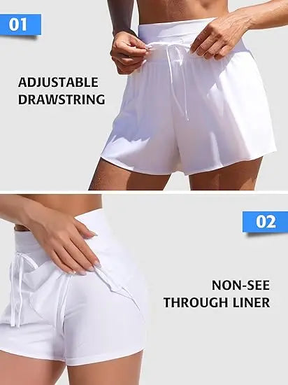 Anfilia Swim Bottoms for Women Tummy Control High Waisted Swim Board Shorts Loose Fit