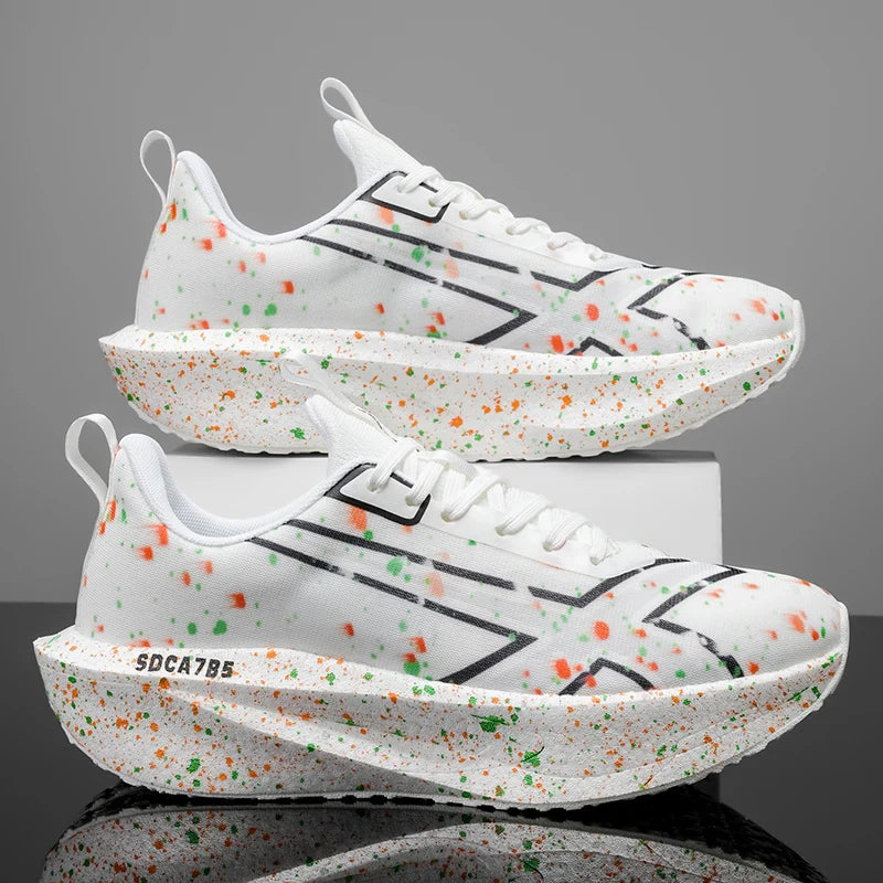 Men's Breathable Road Running Shoes - Shock-Absorbing and Wear-Resistant Soles, Eva Cushioning Pads, Lightweight Low-Top Sneakers with Striped Design, Suitable for Gym, Jogging and Everyday Wear, Stylish Sporty Style, with Ev