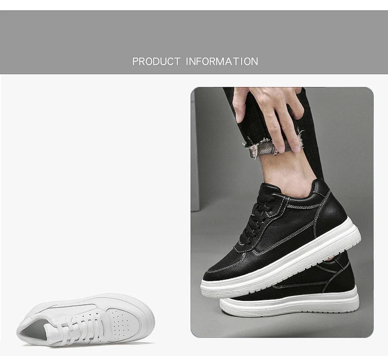High Quality Men Sneakers Elevator Shoes for Men Fashion Casual Shoes Comfortable Leather Sports Shoes Height Increase 6/8/10cm