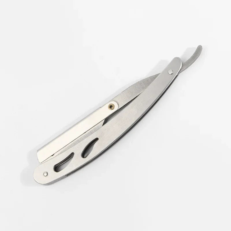 Stainless Steel Razor Holder Golden Men's Manual Folding Straight Edge Shaver Barber Shop Beard Trimmer With Shaving Blade Y1003