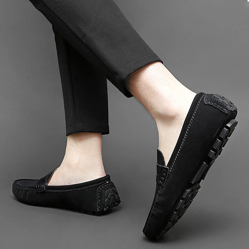 Suede Leather Mens Loafers New Fashion Walking Shoes New Comfy Man Drive Flats Classic Original Style Men Casual Shoes Moccasins