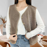 Women'S Teddy Fleece Vest Autumn Thin Vest Sleeveless Coat Plain Plush Vest Short Jacket Loose Fleece Vest Women Outwear