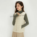 Women Sleeveless Puffer Vest Women's Ultra Light Down Vest Women Two Ways Waistcoat Portable Warm Sleeveless Winter Liner