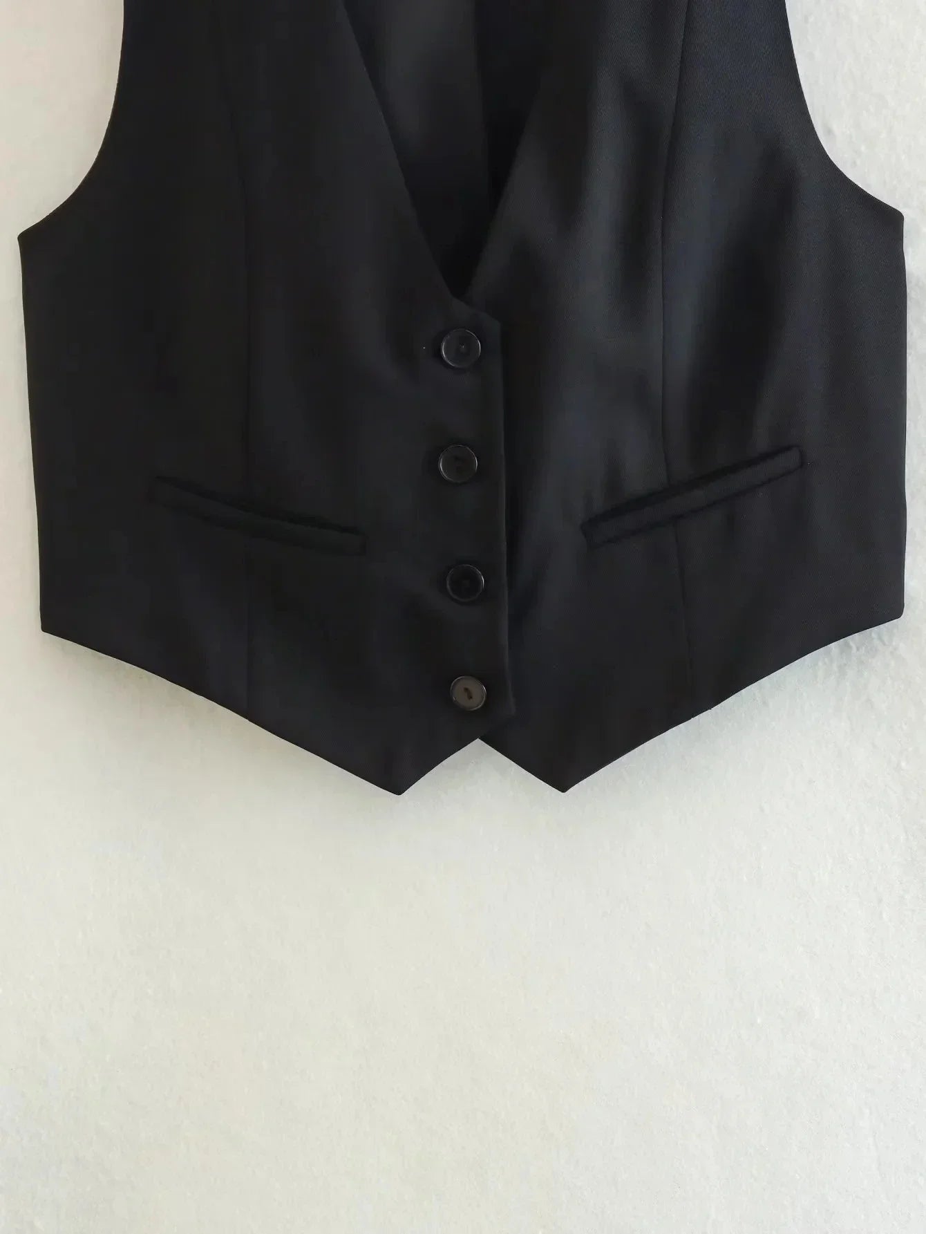 HH Elegant Womens Minimalist Solid Color Suit Vest Fitted Waist V Neck Office Workwear Business Waistcoat Casual Streetwear Tops