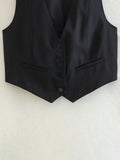HH Elegant Womens Minimalist Solid Color Suit Vest Fitted Waist V Neck Office Workwear Business Waistcoat Casual Streetwear Tops