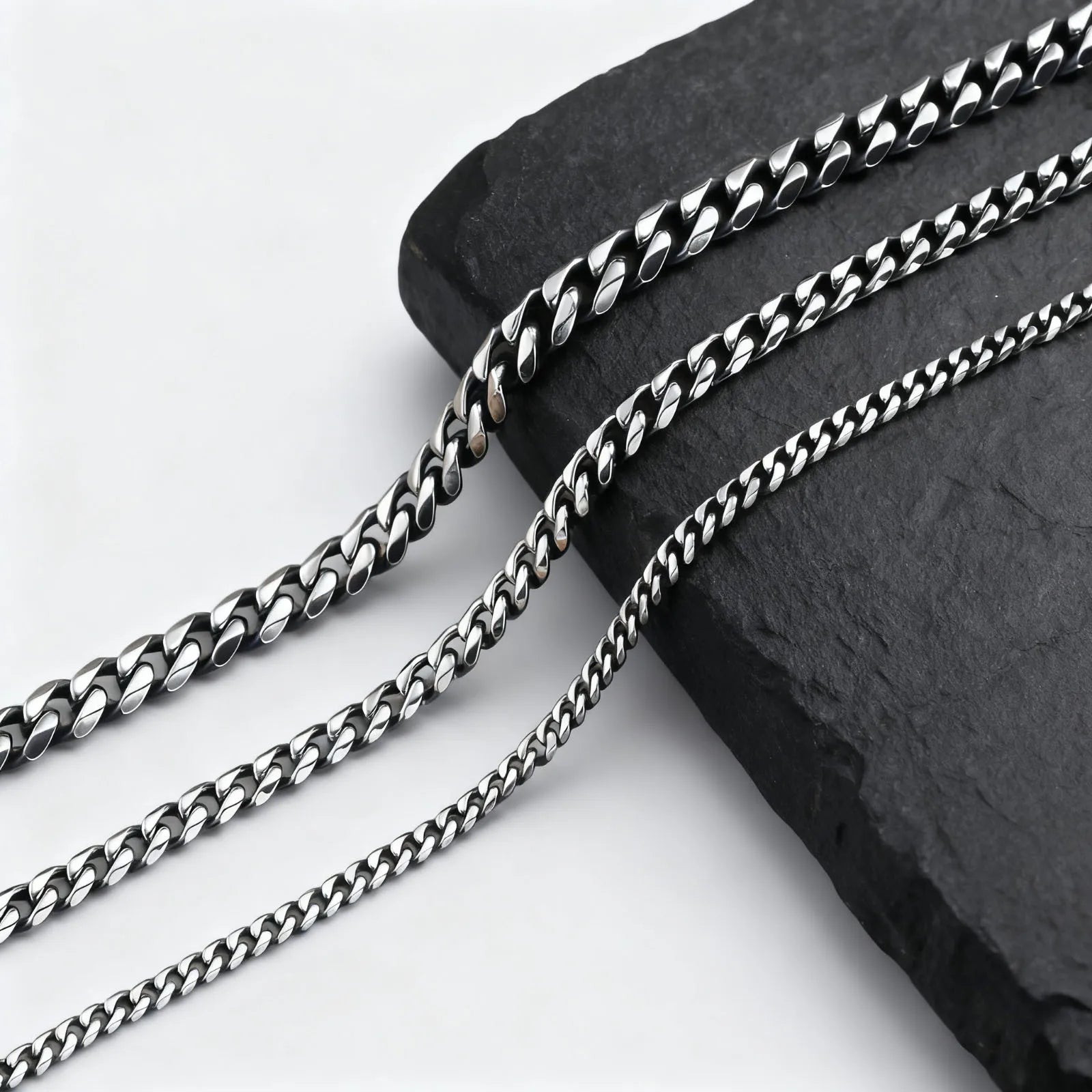 Classic Punk Cuban Chain Necklace for Men Women,Stainless Steel Grey Silver Gold Black Color Chain Link Collar,Wholesale Chain