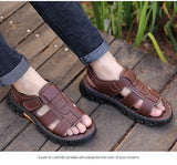Men's New Beach Shoes Cowhide Slippers Outdoor  Non-slip Thick-soled Leather Sandals for Me