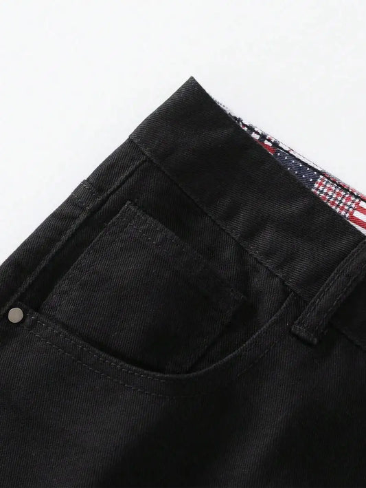 Men's Ripped Non-Stretch Regular Fit Straight-Leg Denim Pants Jeans