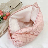 Women Large Capacity Quilted Tote Bag Winter Warm Lightweight Down Cotton Padded Plaid Shoulder Bags Underarm Bags Puffy Handbag