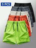 Manfinity Homme 5pcs/Set Men's Spring Summer Sports Shorts Casual Shorts