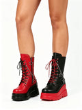 Platform Ankle Boots For Womem Round Toe Chunky Heel Lace Up Boots With Side Zipper Stars Dec sx260210154995309672287