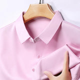 Men's Business Casual Long Sleeve Shirt Solid Color Wrinkle Resistant Comfortable All-Season Versatile Top