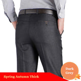 Business Men's Fall Spring Fashion Long Pants Formal Suit Pants Male Elastic Straight Casual Autumn Thick Trousers Plus Big Size