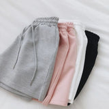 Womens Casual Shorts Korean Style Basic Summer Loose High Waist Drawstring Lounge Shorts Wide Leg Sports Shorts Home Sleepwear