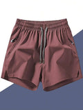 Men's Anti-Lost Drawstring Sports Shorts With Zipper Pockets