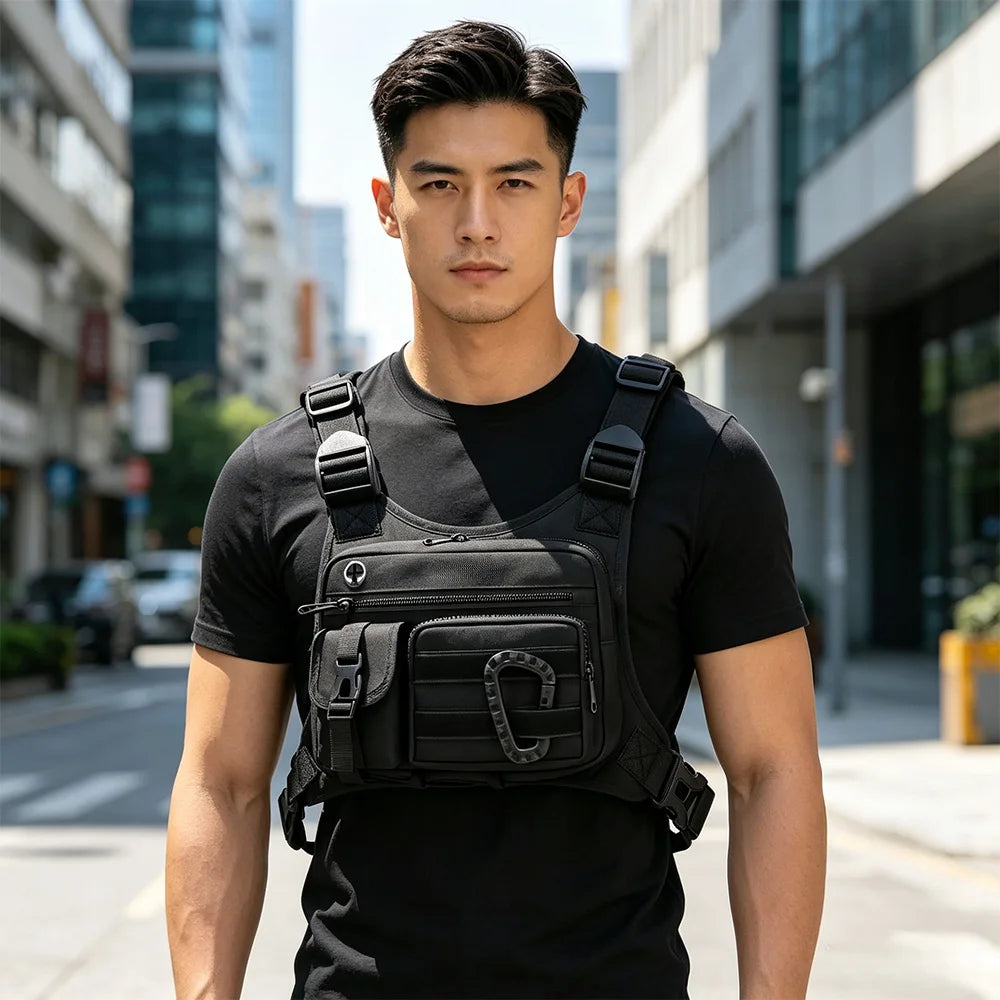 Tactical Outdoor Chest Bag Men's Vest Bag MOLLE Chest Pack for Cycling Bags Running Front Chest Bag Sports Vest Bag