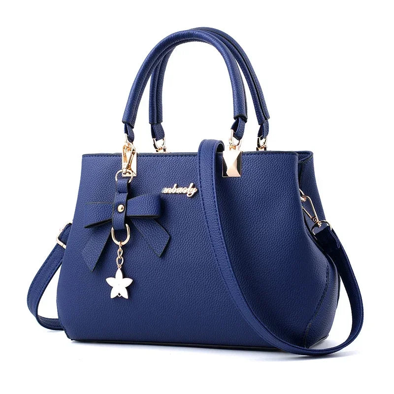 Women Messenger Bags With Flower Pendant Office Ladies Fashion Totes Pure Handbag For Female New Crossbody Shoulder Bags