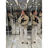 High Quality Chic Khaki Stand Collar Zipper Jackets 2026 Casual Long Sleeve Outerwear Female Fashion Loose Coats For Woman