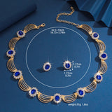 Luxury and High-End Retro Gemstone Necklace Earrings, Bride's Wedding Banquet Jewelry Set, Date, Birthday, Dinner Party