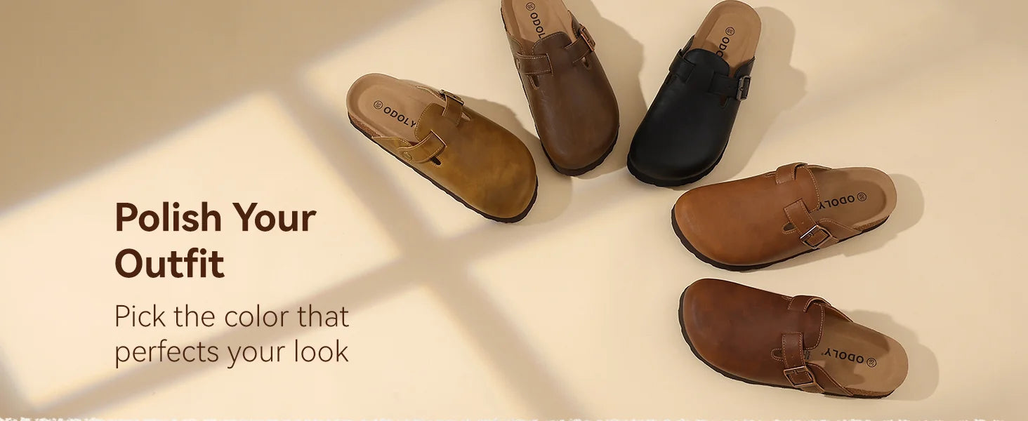 Asgard Unisex Vegan Leather Clogs Fashion Non-slip Cork Footbed Mules Slippers With Arch Support Lady Cozy Casual Potato Shoes
