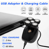 5D Floating Head Shaver for Bald Men, 5 in 1 Multifunctional Electric Shaver IPX7 Washable USB Recharge Beard Nose Trimmer Grooming Set with LED Digital Display