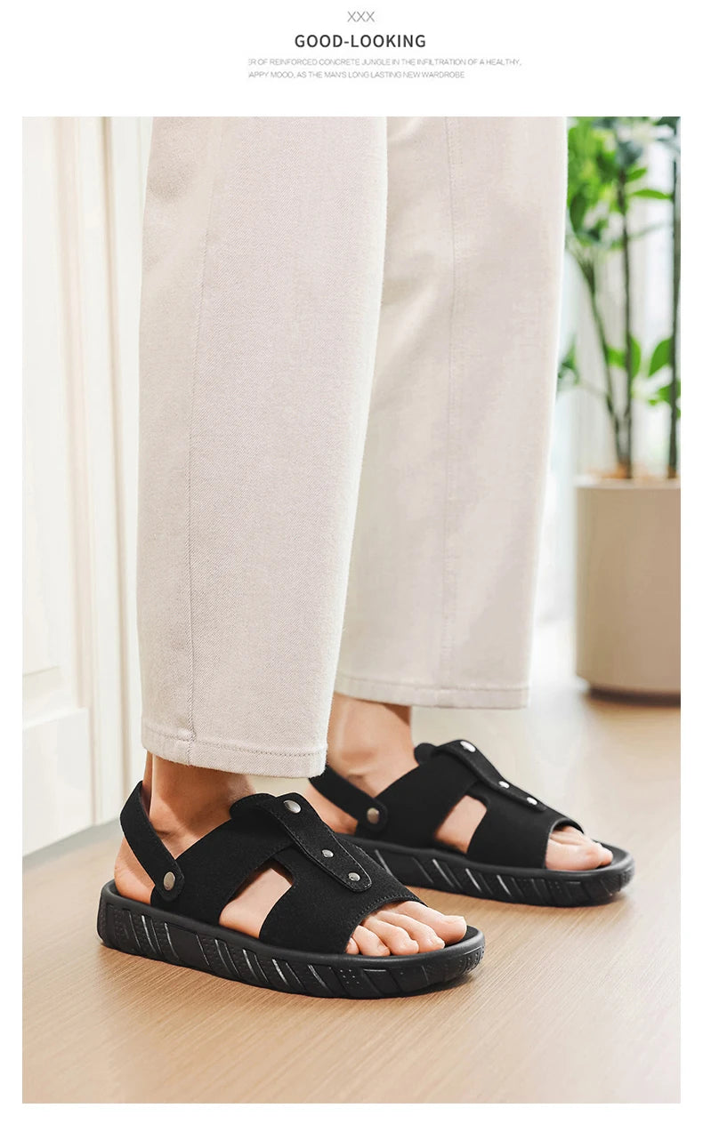 Brand Classic Mens Sandals Summer Genuine Leather Sandals Men Outdoor Casual Lightweight Sandal Fashion Men Sneakers